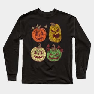 Vintage Pumpkin Funny Pumpkin Halloween Retro Long Sleeve T-Shirt